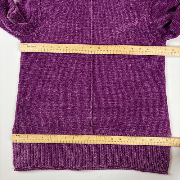 Style & Co Size Small Purple Soft Chenille Split Hem Crew Neck Pullover Sweater - Picture 4 of 10